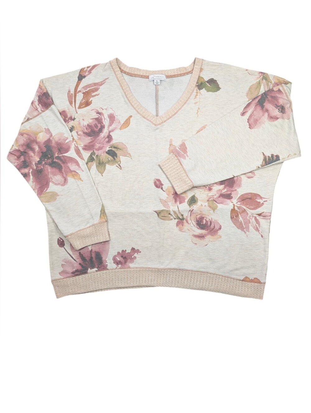 LA THREADS Grandmacore SOFT cream pull on W    muted fliral. XL